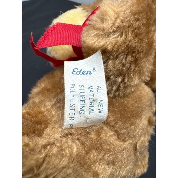 Vintage Eden Toys Plush Teddy Bear Stuffed Animal With Red Bow Red Tongue Gift I - Picture 5 of 6
